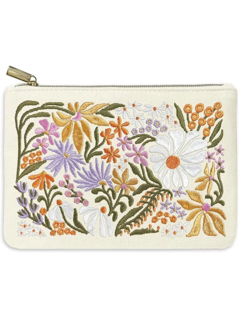 Embroidered Makeup Pouch with Zipper Closure - Travel & Daily Essentials Bag